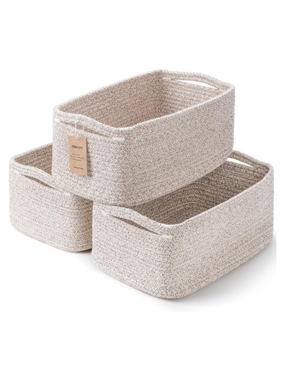 Cotton Rope Storage Baskets Set of 3 with Handles